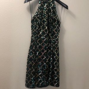 NWT Sequin Mini Dress with Open Back